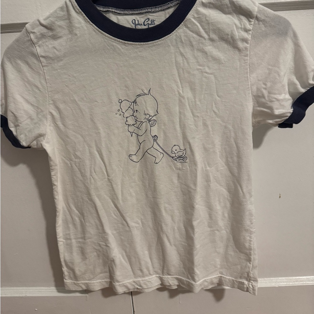 Cherub Brandy Melville White Graphic Ringer Tee